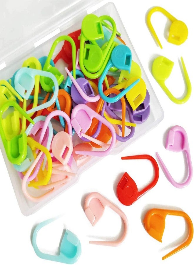 Jasol 25 PCS Premium Knitting & Crochet Stitch Markers - Mix Colors, Locking Counter Needle Clip Pin Set of 25 (Mult, Plastic, Red) - Image 1
